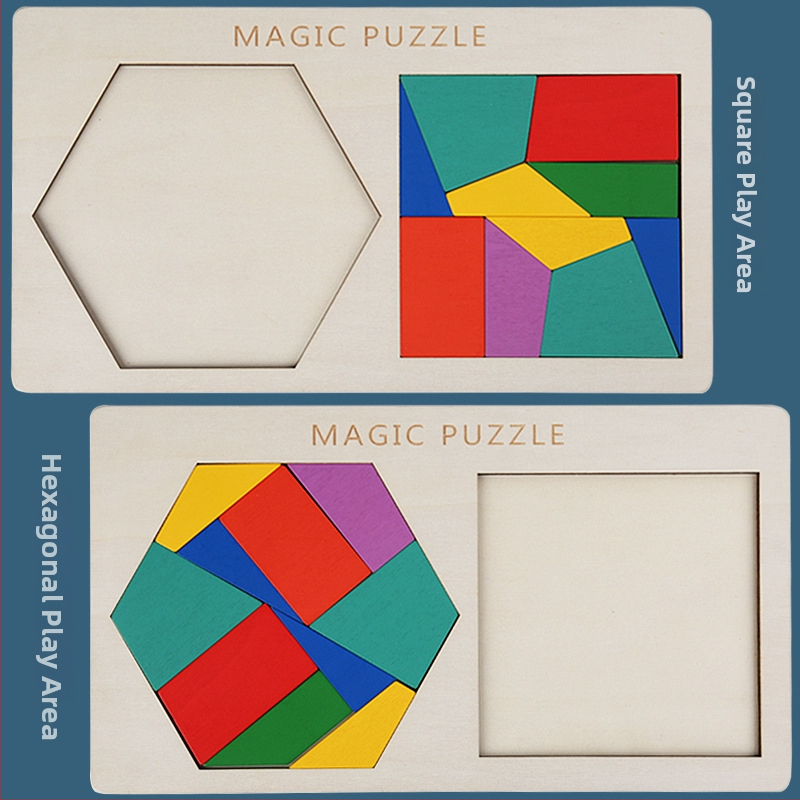 Puzzle din lemn în formă de fagure pentru copii, reconfigurabil, DIY, personalizare la cerere, vârsta 4–6 ani