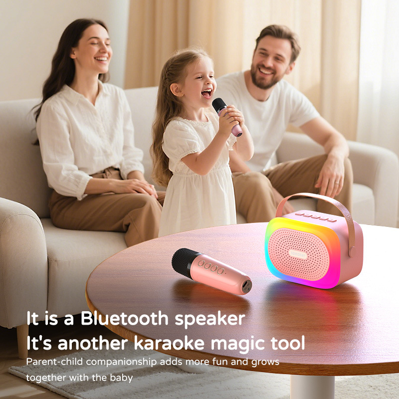 Boxă Karaoke Bluetooth wireless cu microfon încorporat, Bluetooth 5.3, 5W, baterie încorporată 1000-1200mAh, răspuns în frecvență 100Hz-10kHz, SNR ≥95dB