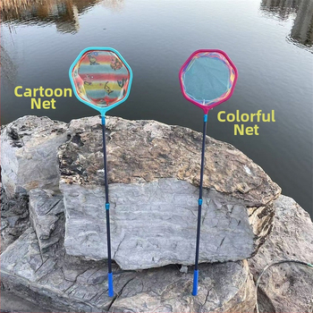 Plasă de pescuit retractabilă pentru copii, pentru camping, cu plasă fină și diametre ale gurii variabile, potrivită pentru acvariu și joacă