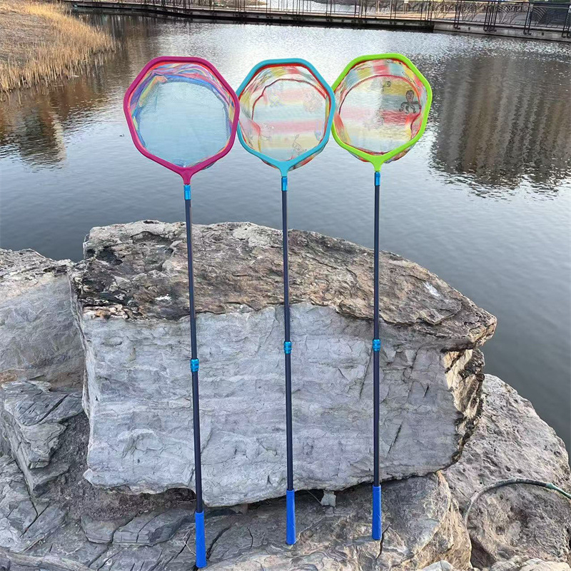 Plasă de pescuit retractabilă pentru copii, pentru camping, cu plasă fină și diametre ale gurii variabile, potrivită pentru acvariu și joacă