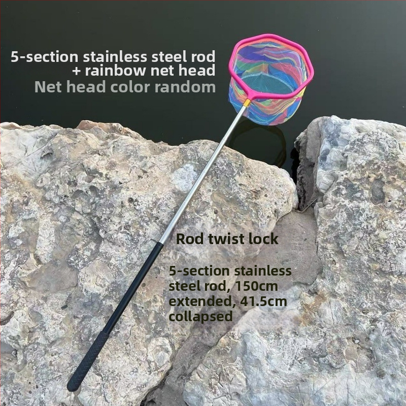 Plasă de pescuit retractabilă pentru copii, pentru camping, cu plasă fină și diametre ale gurii variabile, potrivită pentru acvariu și joacă