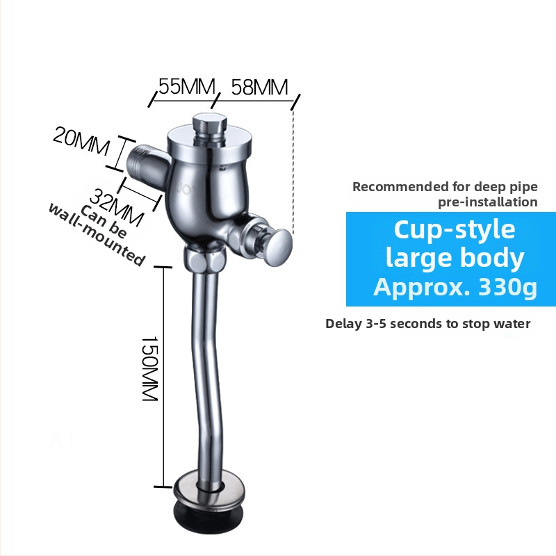 Valvă manuală de spălare pentru urinal - model Dark urinal valve, cupru, timp de spălare 3, diametru ieșire 4 puncte, conectare unică