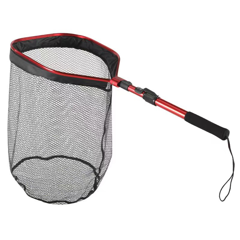 Sklopiva ručna mreža za ribolov s četverokutnom glavom, okvir od aluminijske legure i silikonska mreža, nosivost 5 kg