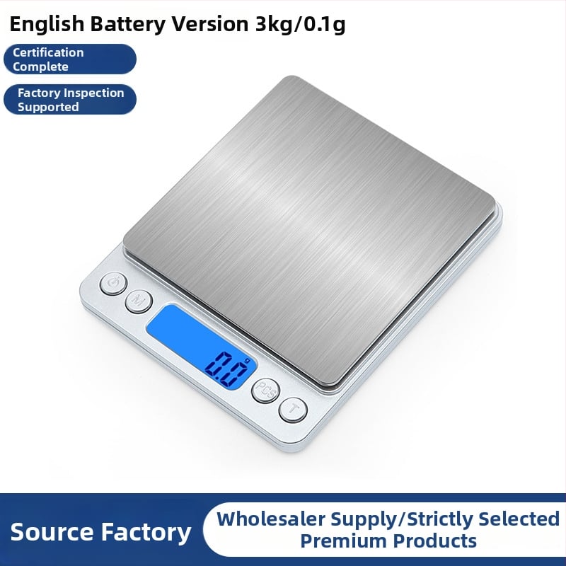 Ηλεκτρονική ζυγαριά με ακρίβεια 0,01 g, διπλής χρήσης κουζίνας/κοσμημάτων, μικρή, DH-I200, εύρος 3 kg/0,1 g και 500 g/0,01 g, τροφοδοσία 2 μπαταρίες AAA