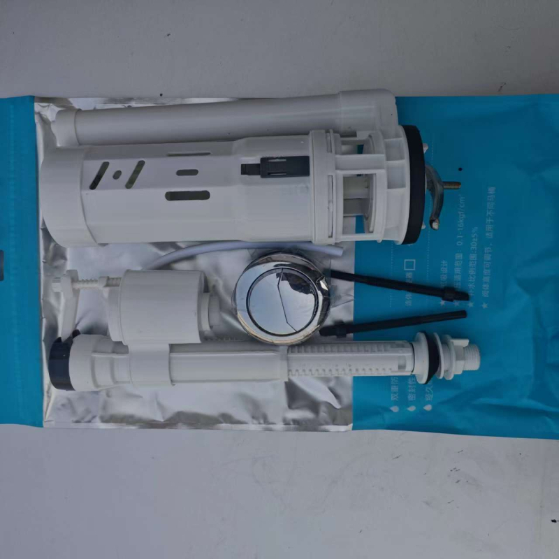 PP plastični set ventila za WC – visokotlačni dovodni ventil, univerzalni dovodni i ispusni ventil, plastični sklop, pritisk na aktivaciju