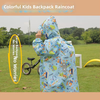 Poncho de ploaie pentru copii, imprimeu desen animat, reflexiv, imprimare logo disponibil, poliester tafetă, strat PU, greutate 360 g