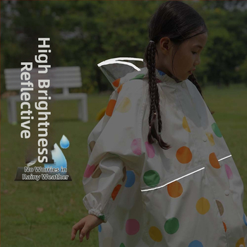 Poncho de ploaie pentru copii, imprimeu desen animat, reflexiv, imprimare logo disponibil, poliester tafetă, strat PU, greutate 360 g