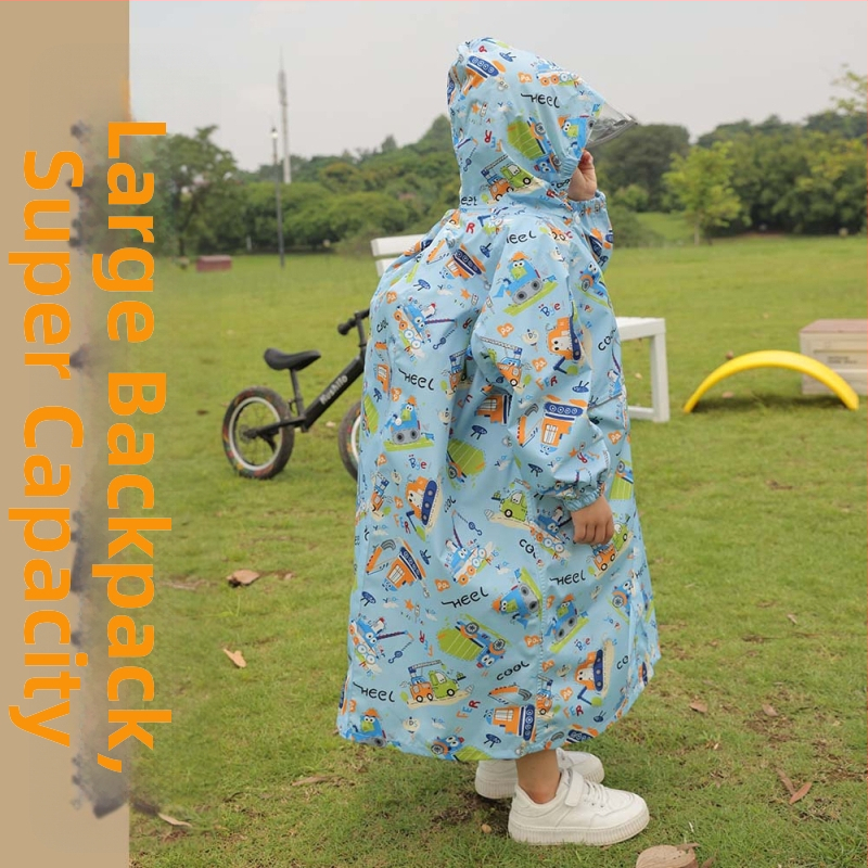 Poncho de ploaie pentru copii, imprimeu desen animat, reflexiv, imprimare logo disponibil, poliester tafetă, strat PU, greutate 360 g