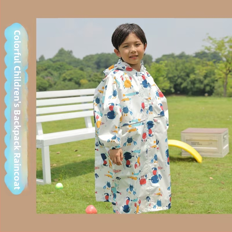 Poncho de ploaie pentru copii, imprimeu desen animat, reflexiv, imprimare logo disponibil, poliester tafetă, strat PU, greutate 360 g