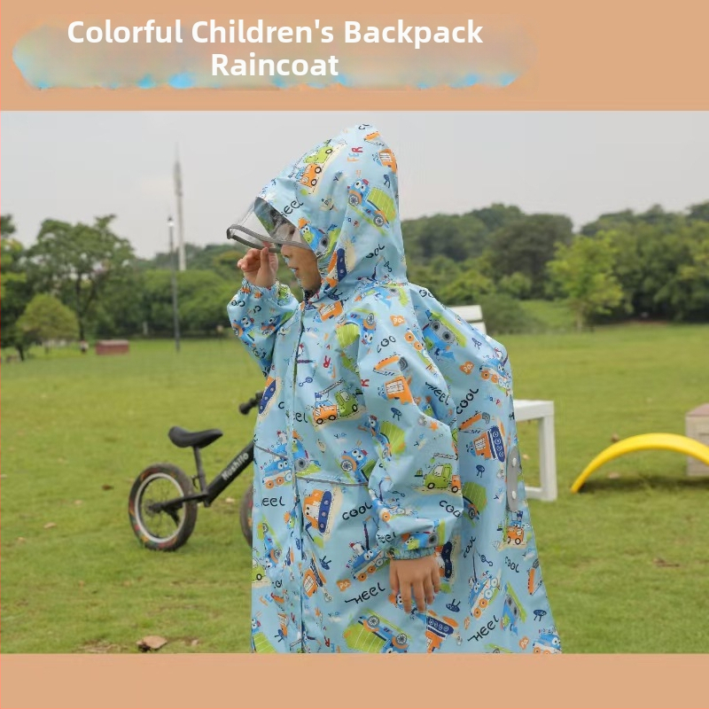 Poncho de ploaie pentru copii, imprimeu desen animat, reflexiv, imprimare logo disponibil, poliester tafetă, strat PU, greutate 360 g