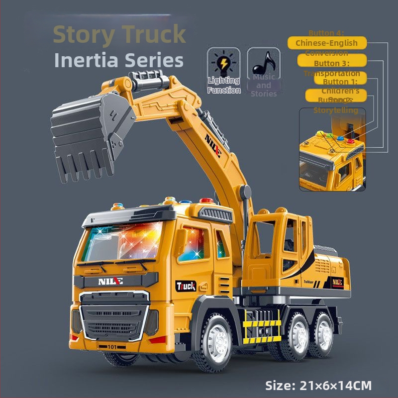 Story Machine vzdelávacie inžinierske vozidlo, hračka so svetlami a hudbou, napájaná batériou, plastová konštrukcia
