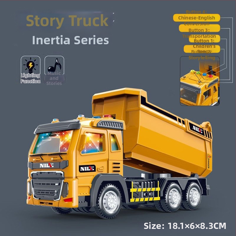 Story Machine vzdelávacie inžinierske vozidlo, hračka so svetlami a hudbou, napájaná batériou, plastová konštrukcia