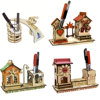 Quadruple puzzle 3D din lemn pentru copii 7–14 ani, ambalaj într-o pungă plasă