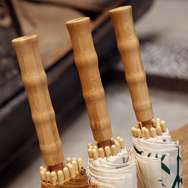 Ομπρέλα με μακριά λαβή σε ρετρό στυλ λογοτεχνίας και τέχνης, κλασικός σχεδιασμός; ύφασμα αντίκτυπου, πυκνότητα 170T; ακτίνες και σωλήνας από κράμα; βάρος 502 g