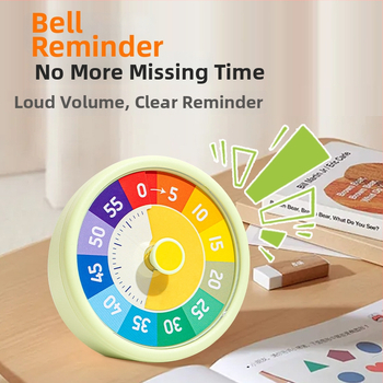 Ceas de clasă pentru copii cu cronometru vizual — ceas rotund din plastic, afișaj analog-digital