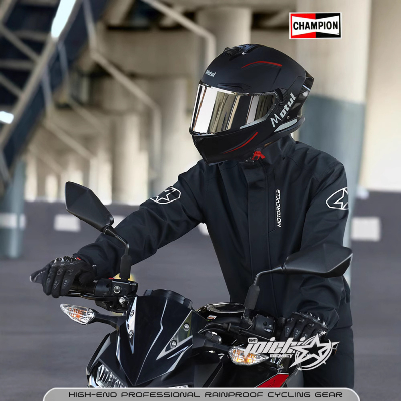 Beimei costum de ploaie pentru motocicletă, impermeabil, split, logo imprimat, țesătură Pongee, strat PVC, adult, 1 persoană