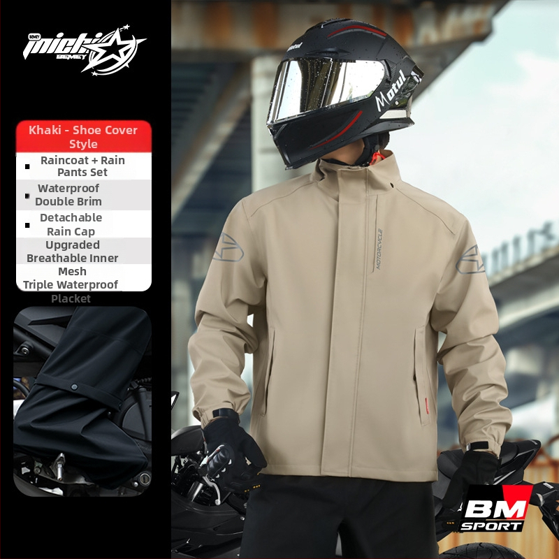 Beimei costum de ploaie pentru motocicletă, impermeabil, split, logo imprimat, țesătură Pongee, strat PVC, adult, 1 persoană