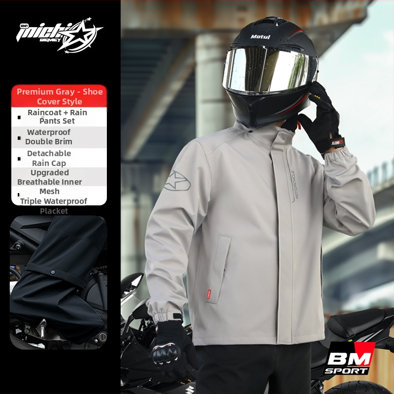 Beimei costum de ploaie pentru motocicletă, impermeabil, split, logo imprimat, țesătură Pongee, strat PVC, adult, 1 persoană
