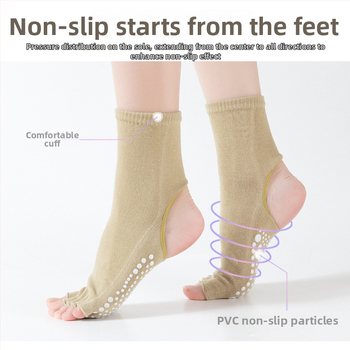 Κάλτσα μέχρι τη γάμπα από βαμβάκι, σχέδιο με πέντε δάχτυλα, εκτεθειμένη φτέρνα, αντιολισθητικές γέλες με κουκίδες, για Ταεκβοντό, γιόγκα και χορό.