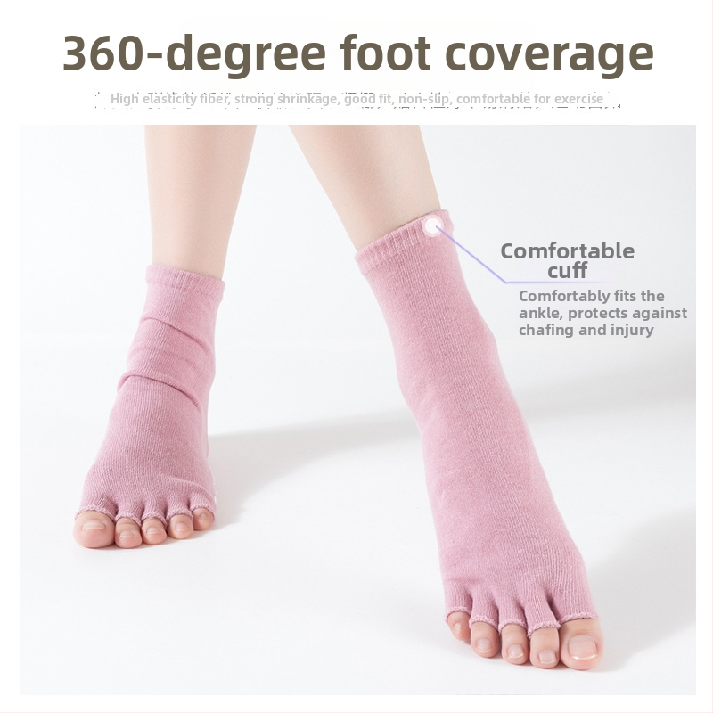 Κάλτσα μέχρι τη γάμπα από βαμβάκι, σχέδιο με πέντε δάχτυλα, εκτεθειμένη φτέρνα, αντιολισθητικές γέλες με κουκίδες, για Ταεκβοντό, γιόγκα και χορό.