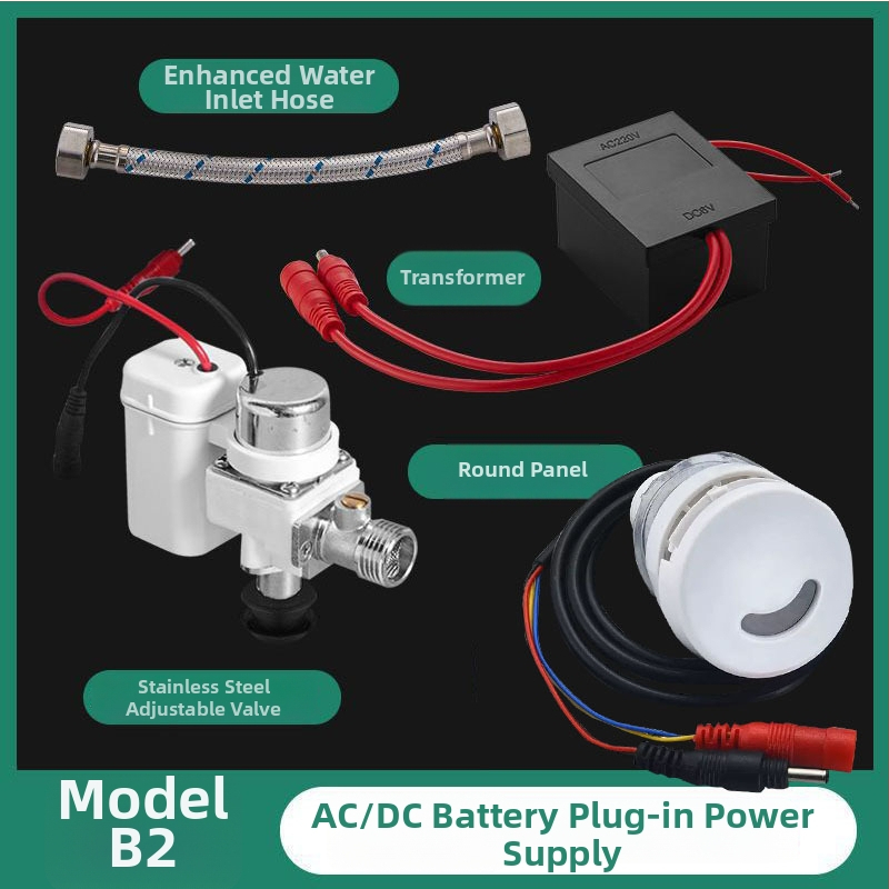 Sistem integrat de spălare pentru urinal cu senzor infraroșu și supapă electromagnetică, din oțel inoxidabil, alimentare AC/DC, model A1