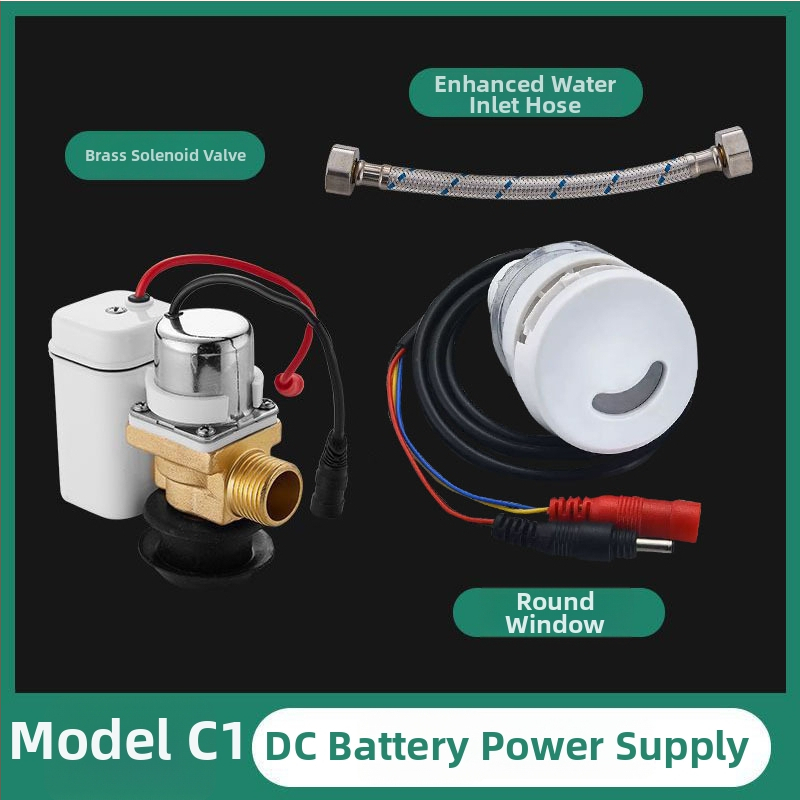 Sistem integrat de spălare pentru urinal cu senzor infraroșu și supapă electromagnetică, din oțel inoxidabil, alimentare AC/DC, model A1