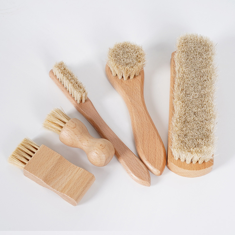 Perie pentru pantofi cu păr de cal, pentru îngrijire și dezinfectare, adaptabilă, stil modern minimalist