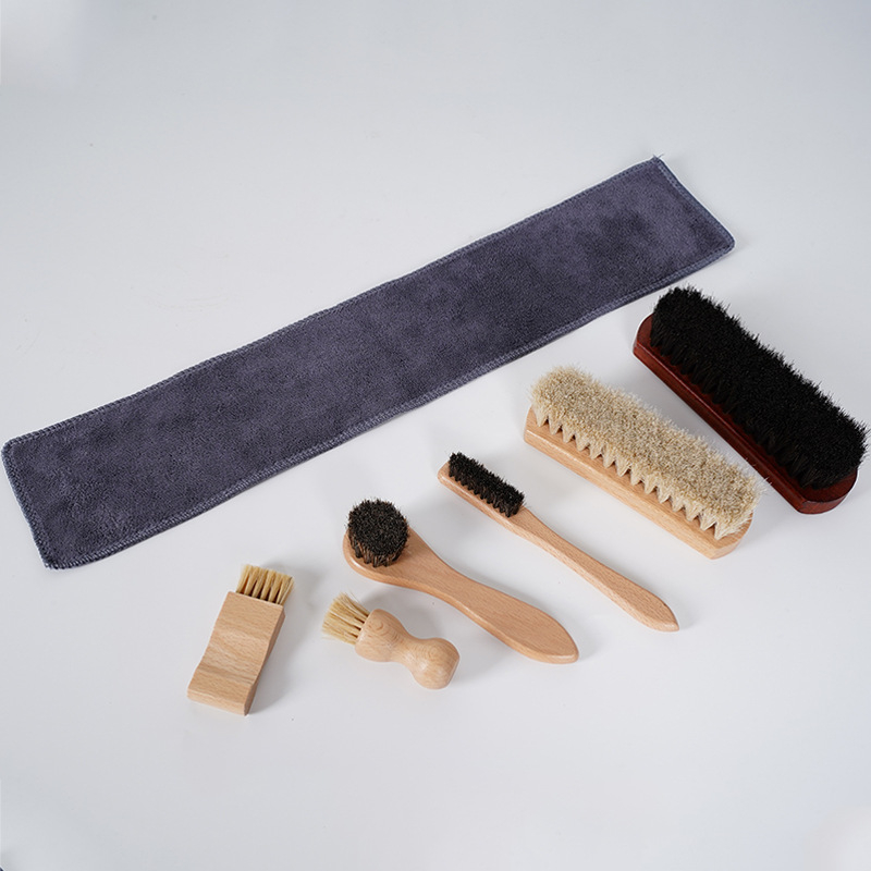 Perie pentru pantofi cu păr de cal, pentru îngrijire și dezinfectare, adaptabilă, stil modern minimalist