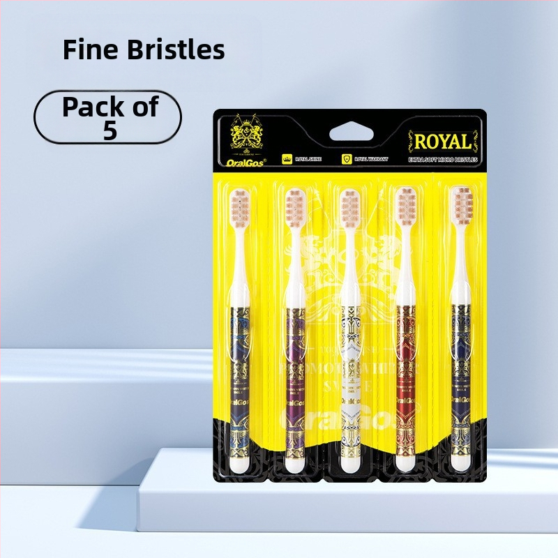 Ručná zubná kefka s širokou hlavou a mäkkými vláknami, 5-dielna sada, model 063