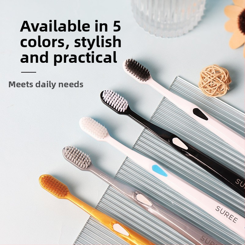 Ručná zubná kefka s širokou hlavou a mäkkými vláknami, 5-dielna sada, model 063