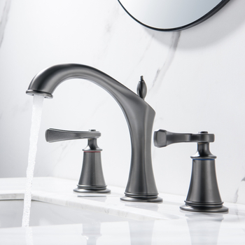 Kran za umivaonik s tri otvora, od bakra, s dvostrukim držanjem i keramičkim diskom ventila, za ugradnju ispod ploče