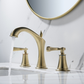 Kran za umivaonik s tri otvora, od bakra, s dvostrukim držanjem i keramičkim diskom ventila, za ugradnju ispod ploče