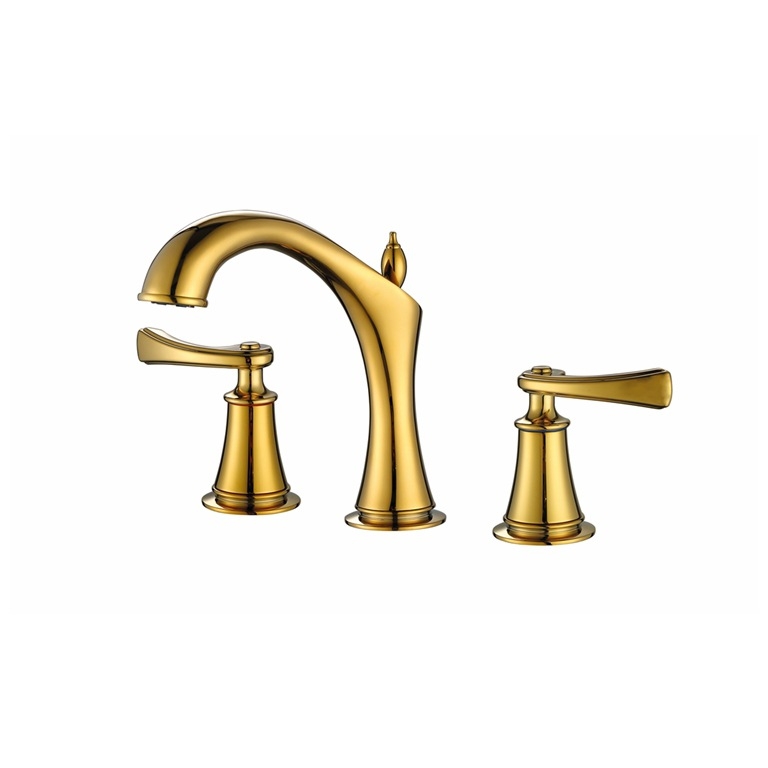 Kran za umivaonik s tri otvora, od bakra, s dvostrukim držanjem i keramičkim diskom ventila, za ugradnju ispod ploče