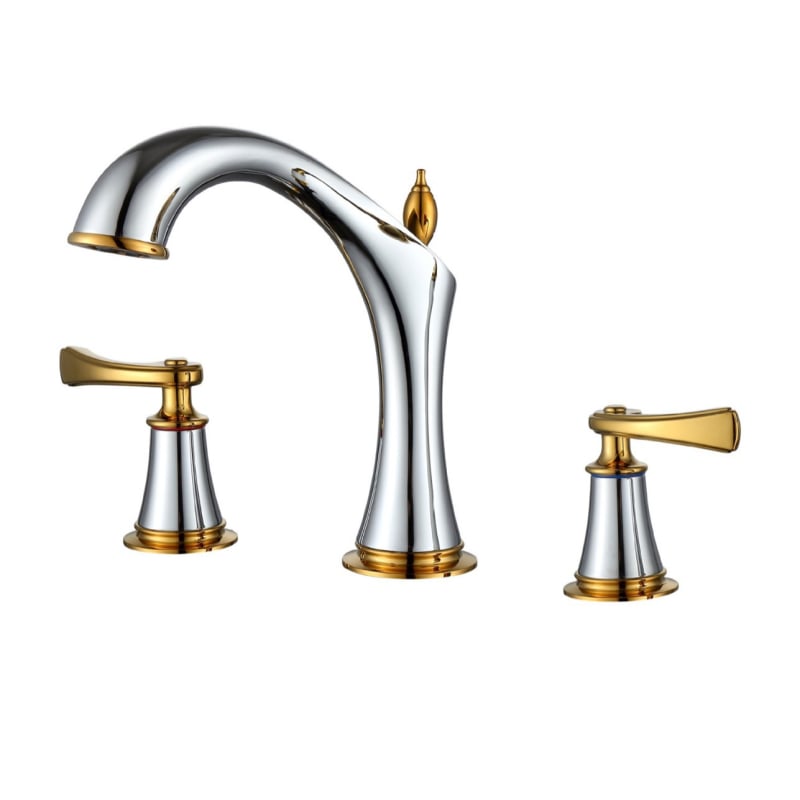 Kran za umivaonik s tri otvora, od bakra, s dvostrukim držanjem i keramičkim diskom ventila, za ugradnju ispod ploče