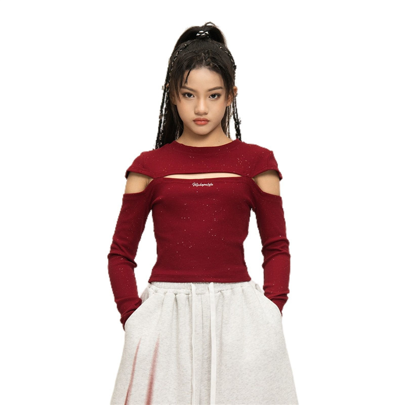 Set de dans jazz pentru fete: top cropped cu mâneci lungi și pantaloni de antrenament pentru reprezentații (pentru vârsta 8+, înălțime 140 cm+, poliester)