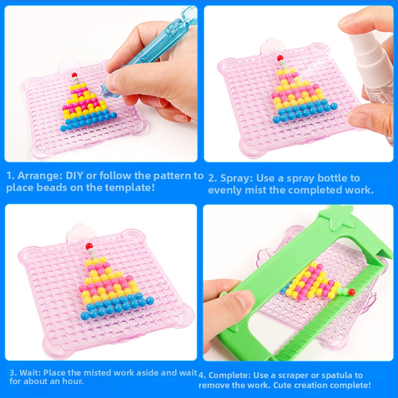 Puzzle 3D cu mărgele pentru copii, set DIY de refil mărgele PE, jucărie educațională pentru vârsta 4-6 ani