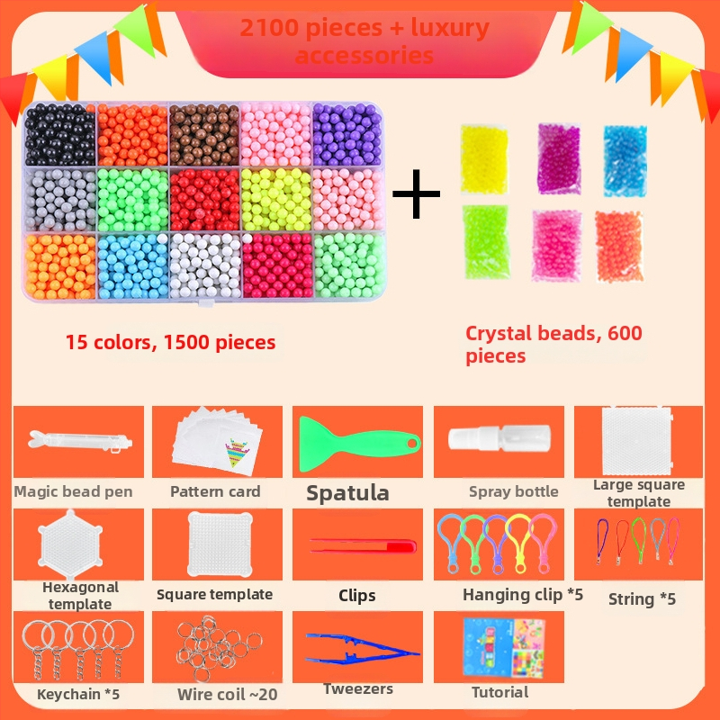 Puzzle 3D cu mărgele pentru copii, set DIY de refil mărgele PE, jucărie educațională pentru vârsta 4-6 ani