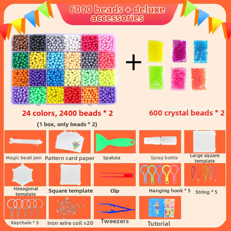 Puzzle 3D cu mărgele pentru copii, set DIY de refil mărgele PE, jucărie educațională pentru vârsta 4-6 ani