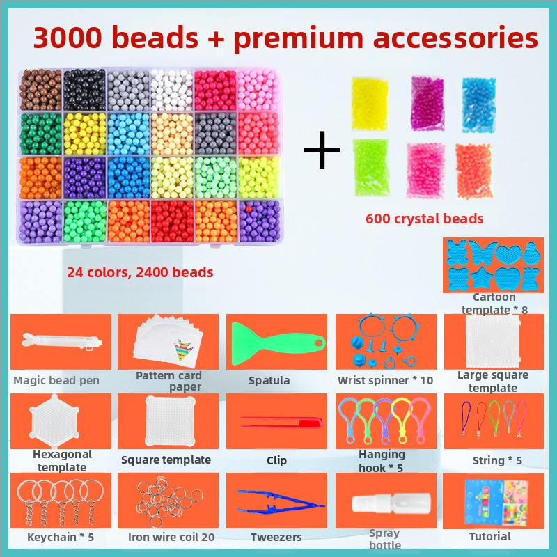 Puzzle 3D cu mărgele pentru copii, set DIY de refil mărgele PE, jucărie educațională pentru vârsta 4-6 ani