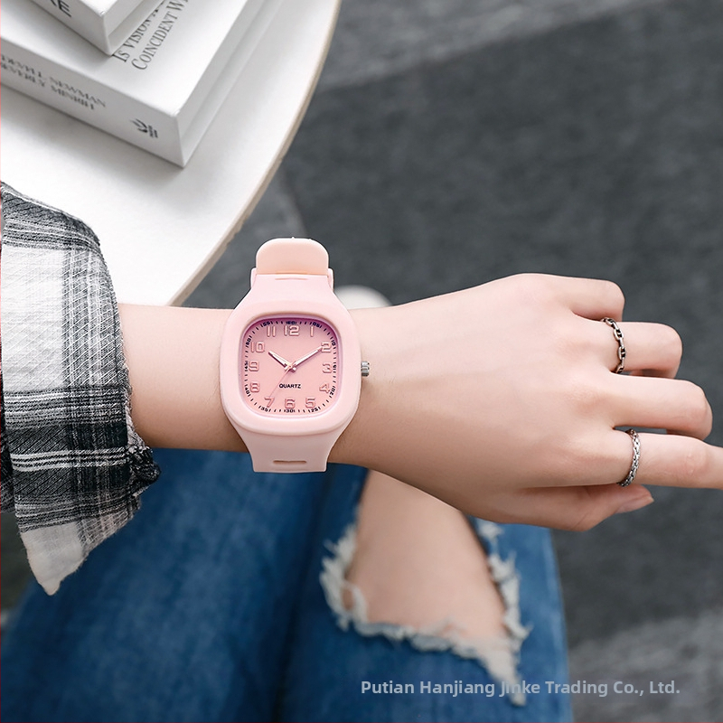 Kapanou Ceas - Mișcare electronică, cadran rotund 44 mm, curea din silicon, carcasă din plastic