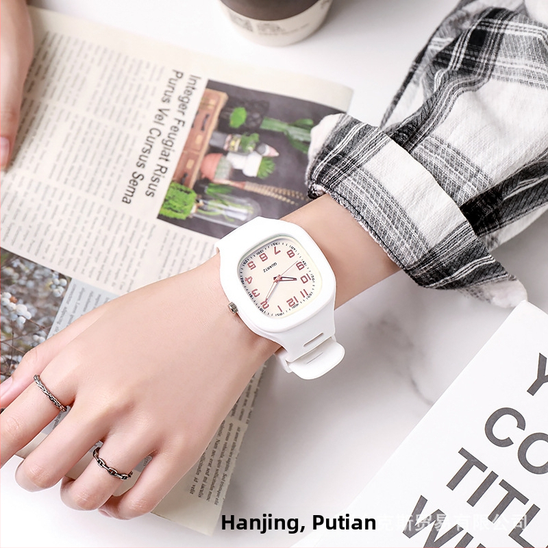 Kapanou Ceas - Mișcare electronică, cadran rotund 44 mm, curea din silicon, carcasă din plastic