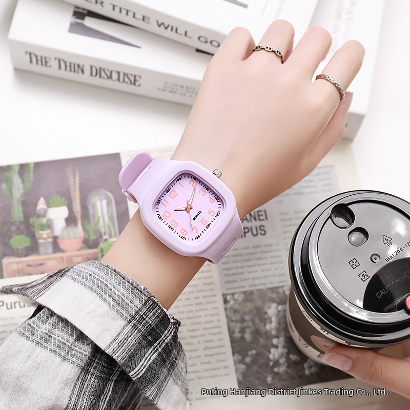 Kapanou Ceas - Mișcare electronică, cadran rotund 44 mm, curea din silicon, carcasă din plastic