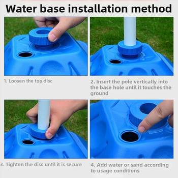 Βάση ομπρέλας με αρχιτεκτονικό σχέδιο και πλαστικό κάδο, βάση τεσσάρων γωνιών για εξωτερική χρήση, κλασικό στύλ; ύφασμα ομπρέλας: ενισχυμένο ρίζωμα + πολυαιθυλένιο, πυκνότητα 170t; βραχίονες και σωλήνας από κράμα