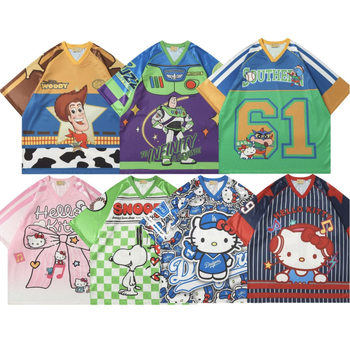 Tricou T cu guler rotund, mâneci scurte, 100% bumbac, croială lejeră, imprimeu abstract, pentru vară