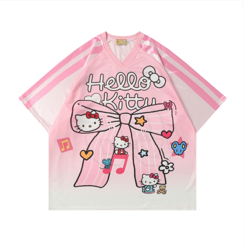 Tricou T cu guler rotund, mâneci scurte, 100% bumbac, croială lejeră, imprimeu abstract, pentru vară