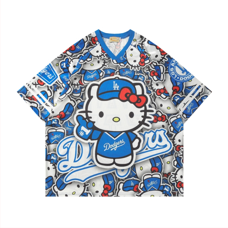 Tricou T cu guler rotund, mâneci scurte, 100% bumbac, croială lejeră, imprimeu abstract, pentru vară