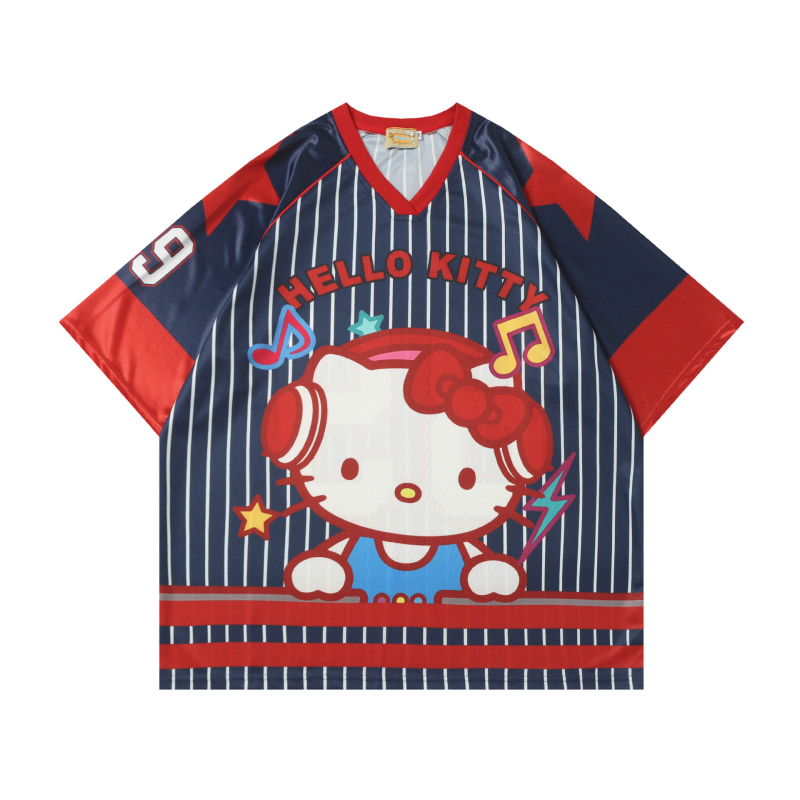 Tricou T cu guler rotund, mâneci scurte, 100% bumbac, croială lejeră, imprimeu abstract, pentru vară