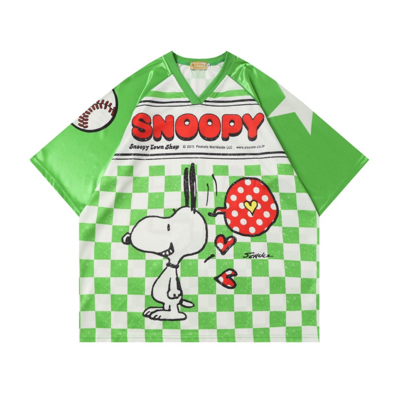 Tricou T cu guler rotund, mâneci scurte, 100% bumbac, croială lejeră, imprimeu abstract, pentru vară