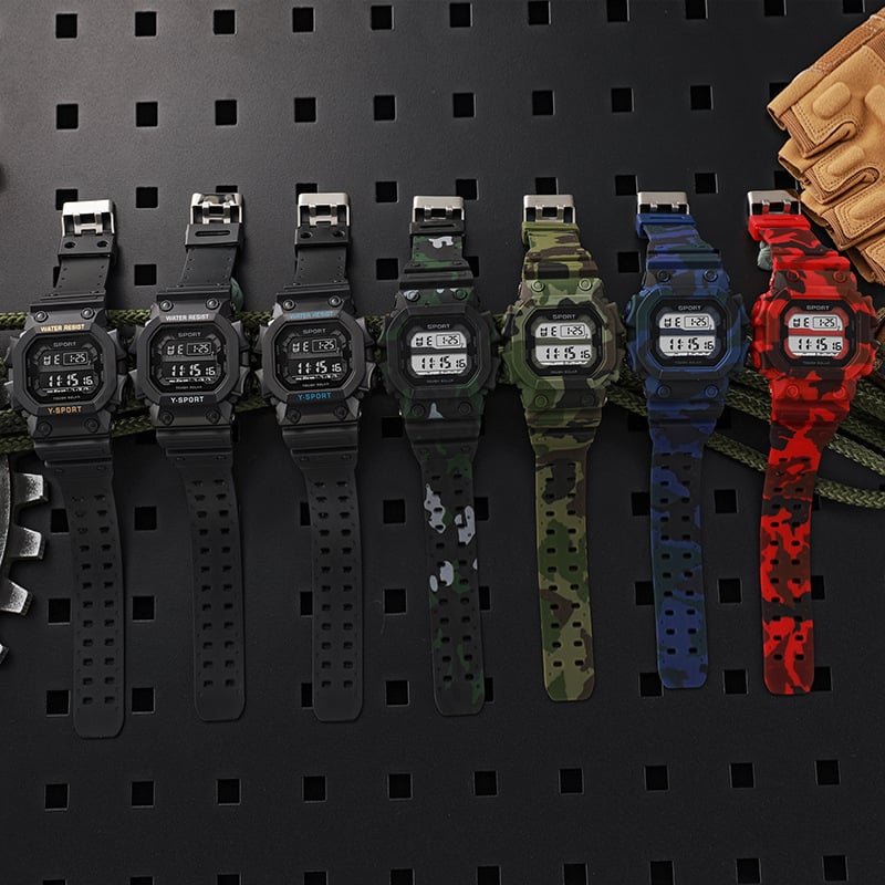 SKZBY ceas electronic cu cronograf și alarmă luminoasă, afișaj numeric, mișcare electronică 44N, rezistență la apă 10 m