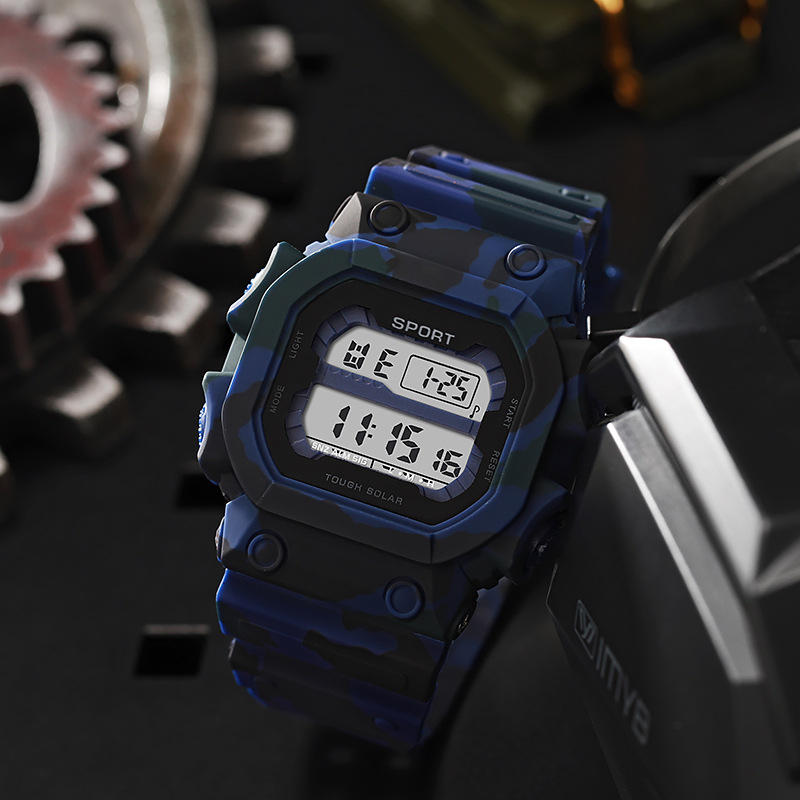 SKZBY ceas electronic cu cronograf și alarmă luminoasă, afișaj numeric, mișcare electronică 44N, rezistență la apă 10 m